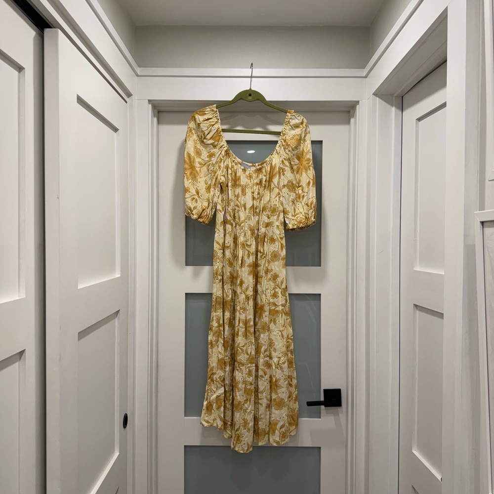 Floral Yellow Off The Shoulder Dress